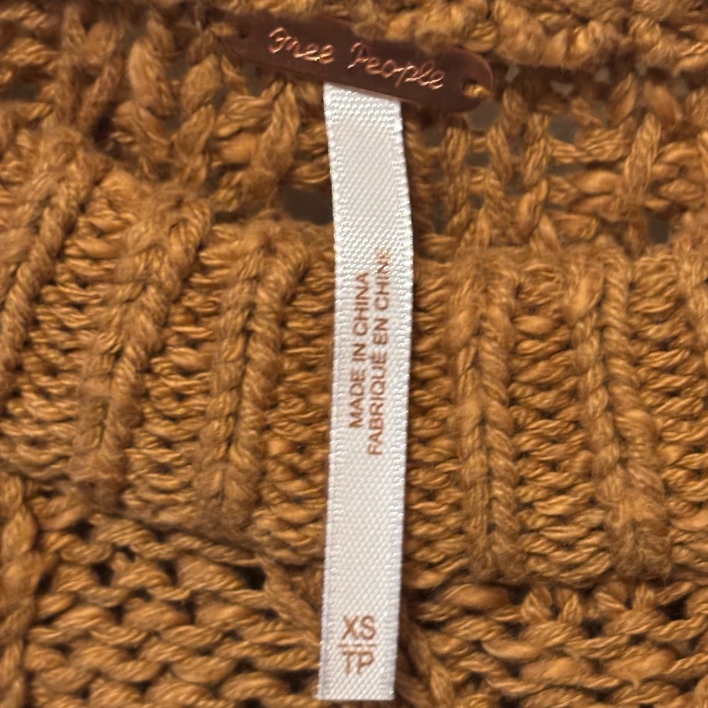 Free People Isla Cable Stitch Oversized Tunic Sweater - Spice Cake Size XS